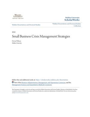 Small Business Crisis Management Strategies Dovie Wilson Walden University