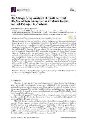 RNA-Sequencing Analyses of Small Bacterial Rnas and Their Emergence As Virulence Factors in Host-Pathogen Interactions