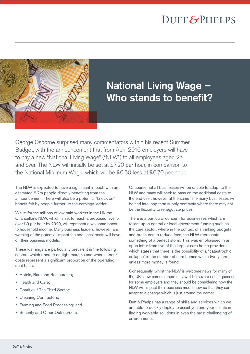 National Living Wage – Who Stands to Benefit?