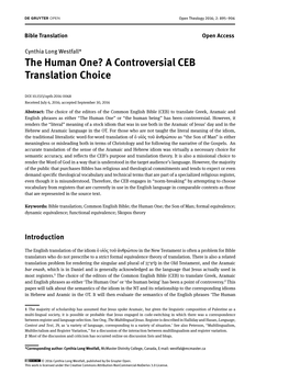 The Human One? a Controversial CEB Translation Choice