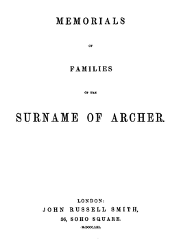 Surname of Archer