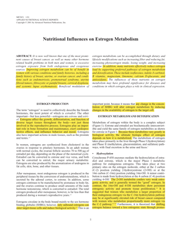 Nutritional Influences on Estrogen Metabolism