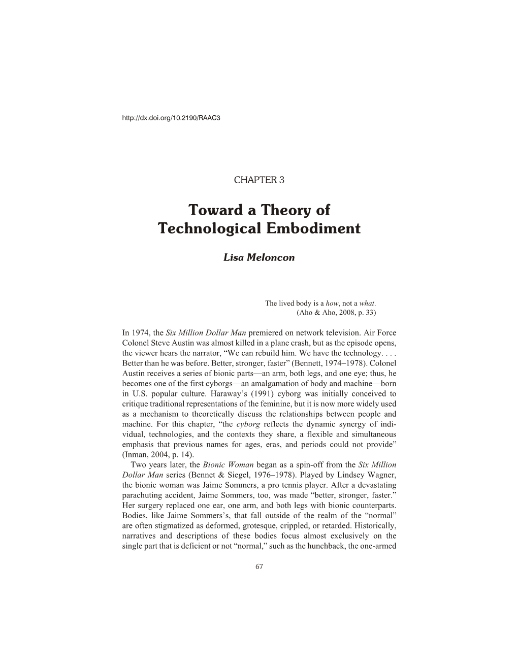 Toward a Theory of Technological Embodiment