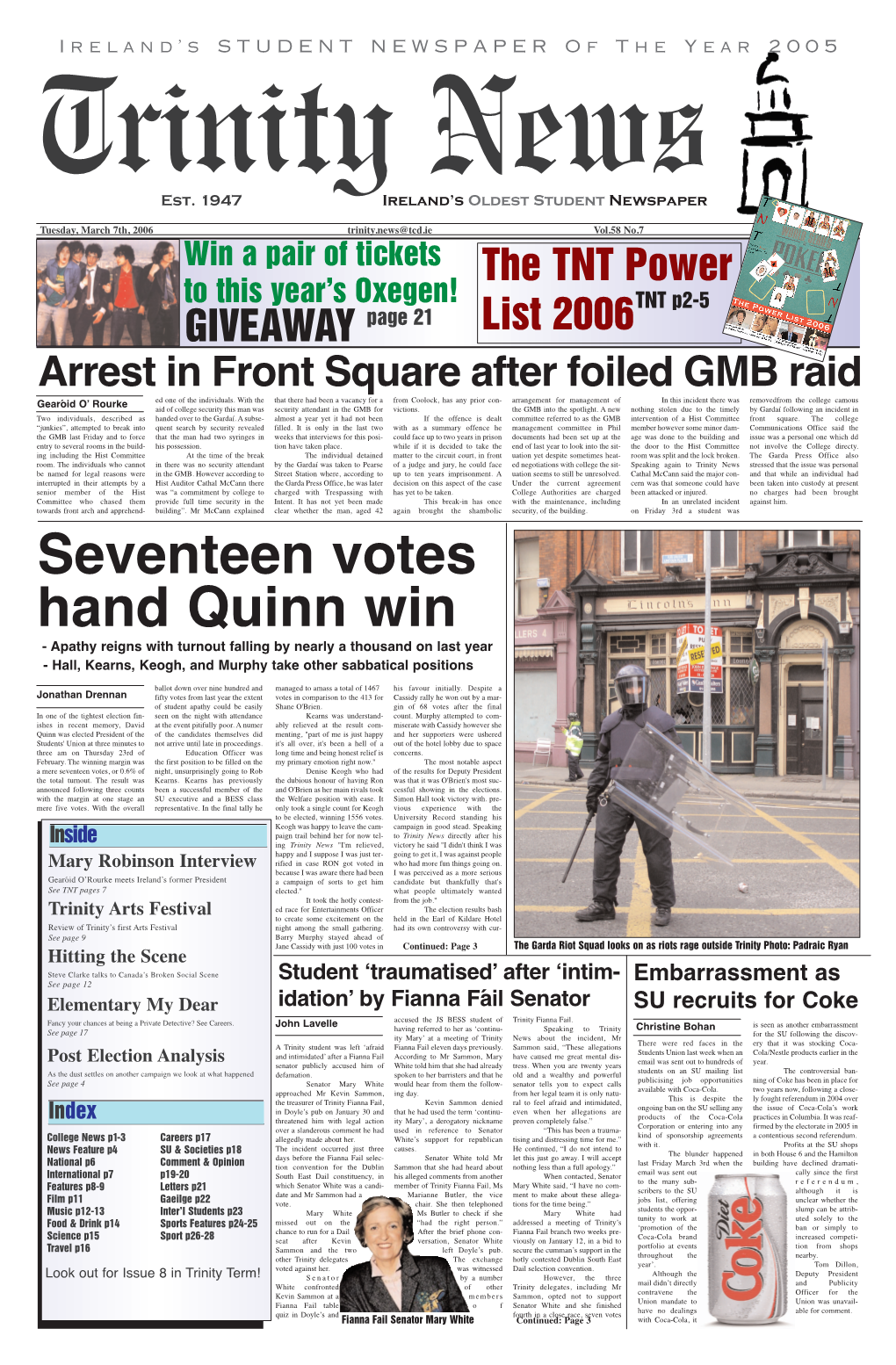 Ireland's STUDENT NEWSPAPER of the Year 2005