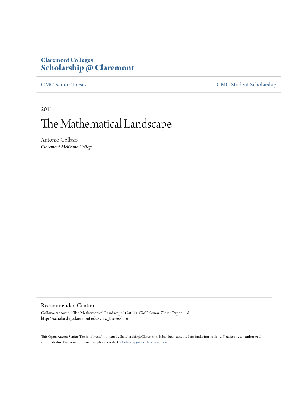 The Mathematical Landscape a Guided Tour