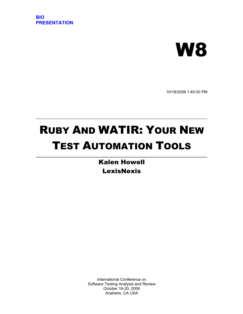 Ruby and Watir: Your New Test Automation Tools