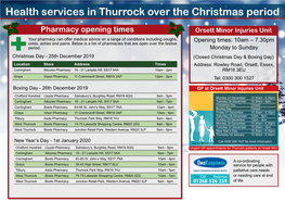 Health Services in Thurrock Over the Christmas Period