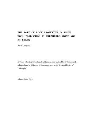The Role of Rock Properties in Stone Tool Production in the Middle Stone Age