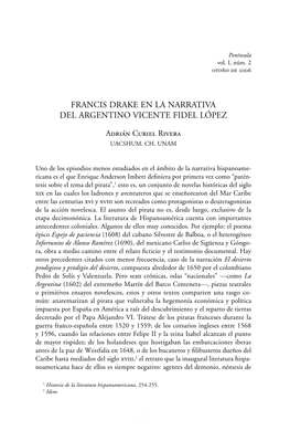 Francis Drake En La Narrativa Del Argentino Vicente Fidel López
