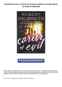 Download Career of Evil a Cormoran Strike Novel Pdf Ebook by Robert Galbraith