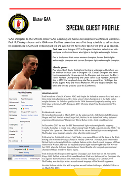 Special Guest Profile – Paul Mccloskey