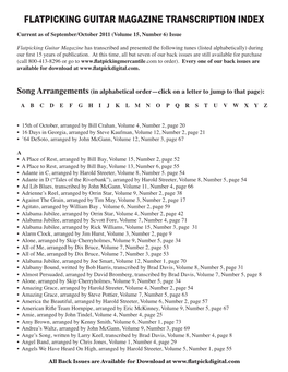 Flatpicking Guitar Magazine Transcription Index