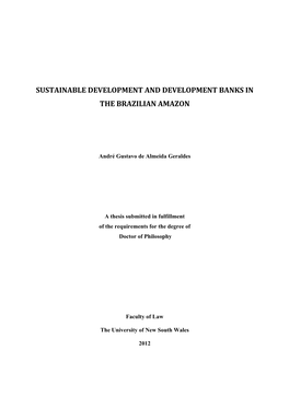 Sustainable Development and Development Banks in the Brazilian Amazon