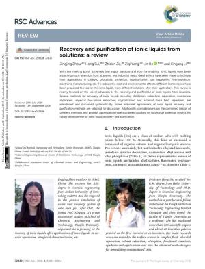 Recovery and Purification of Ionic Liquids from Solutions: a Review