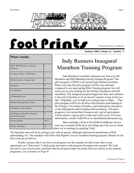 Indy Runners Inaugural Marathon Training Program