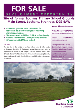 Site of Former School Grounds, Main Street, Lochans, Stranraer