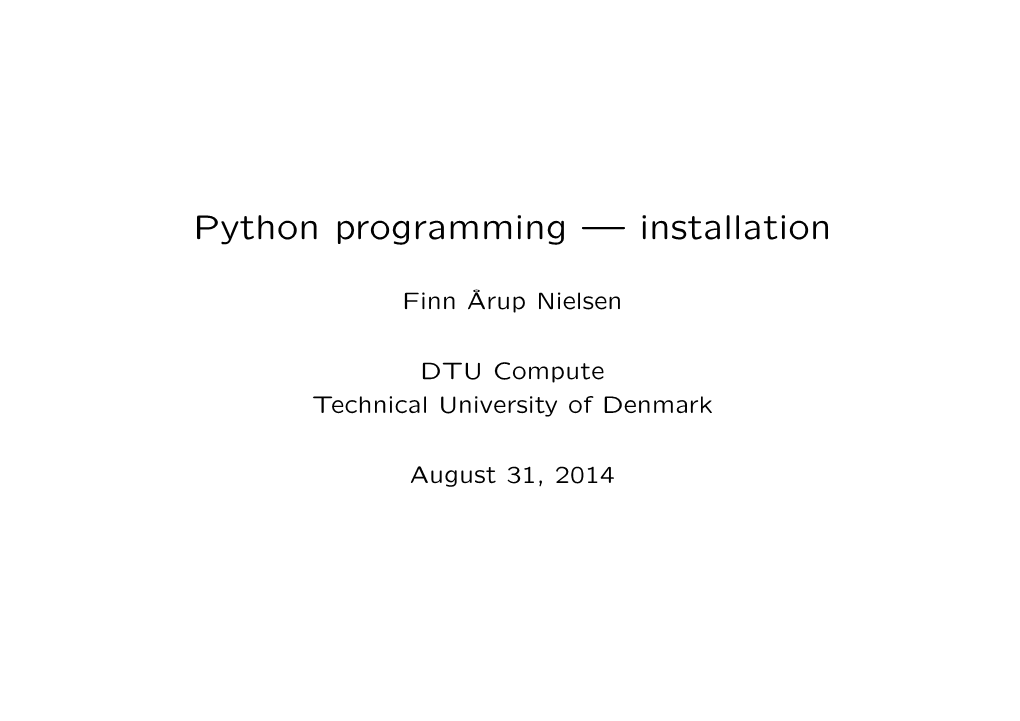 Python Programming — Installation