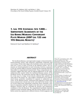 1. Leg 195 Synthesis: Site 1200-Serpentinite Seamounts Of