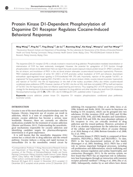 Protein Kinase D1-Dependent Phosphorylation of Dopamine D1 Receptor Regulates Cocaine-Induced Behavioral Responses