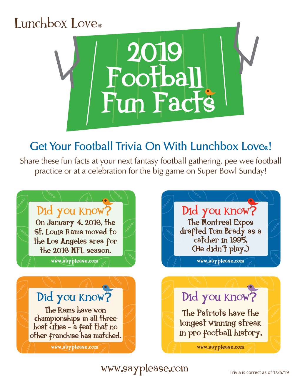 2019 Football Fun Facts