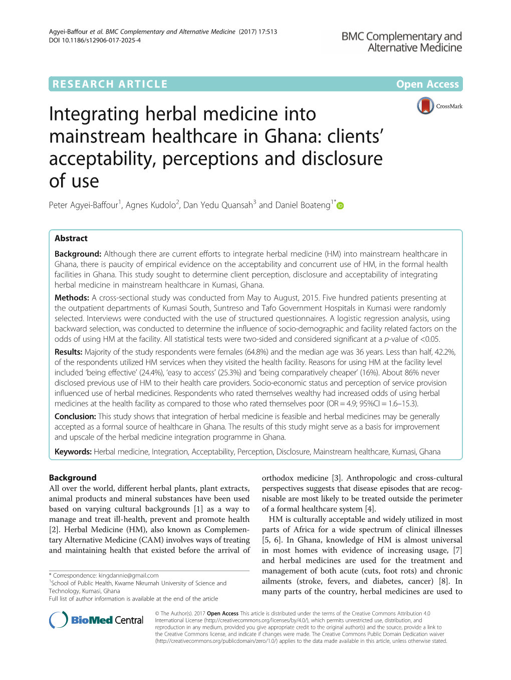 Integrating Herbal Medicine Into Mainstream Healthcare in Ghana