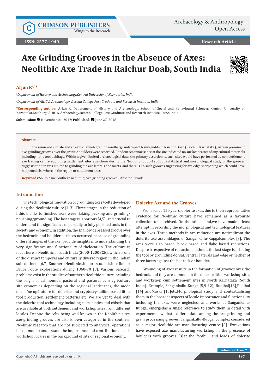 Neolithic Axe Trade in Raichur Doab, South India