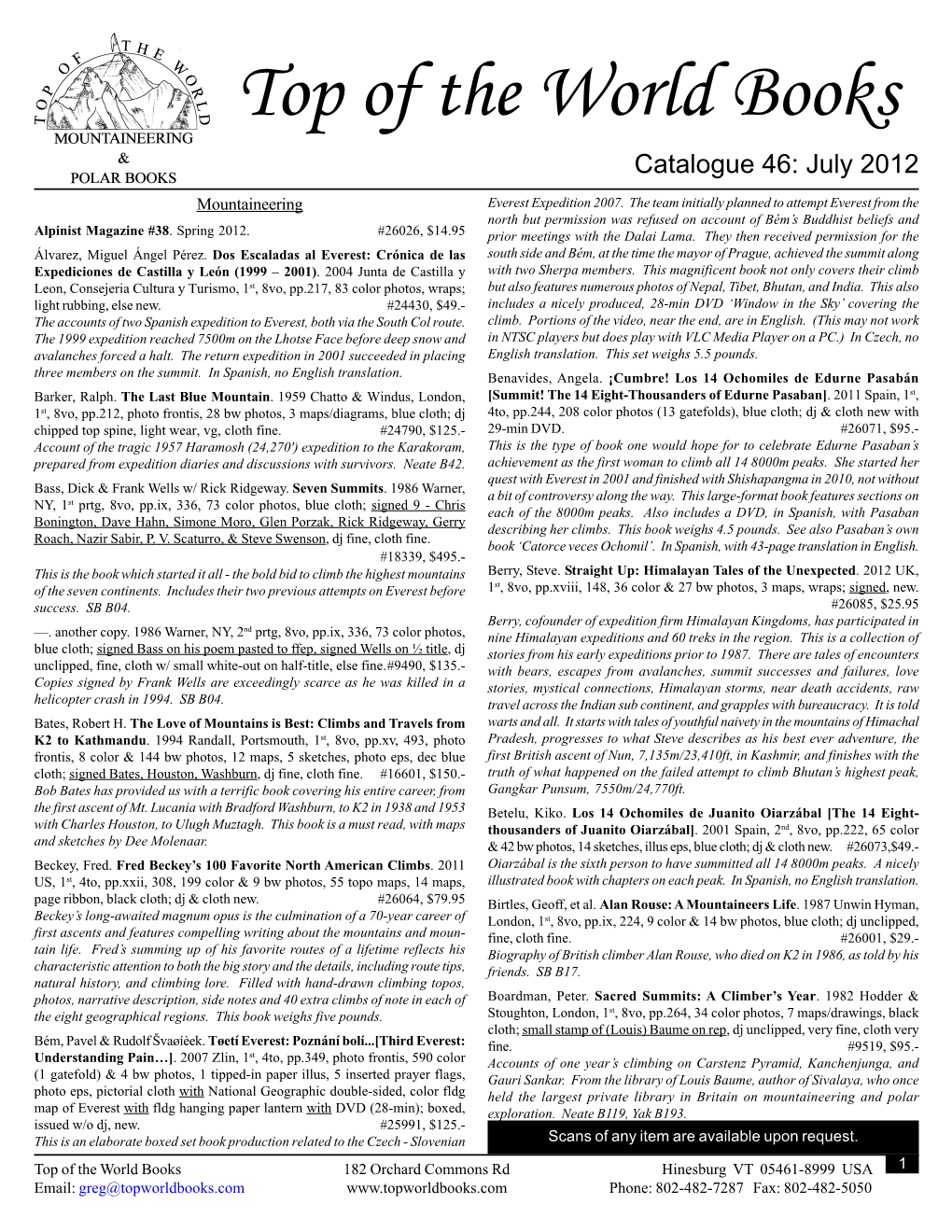 Catalogue 46: July 2012