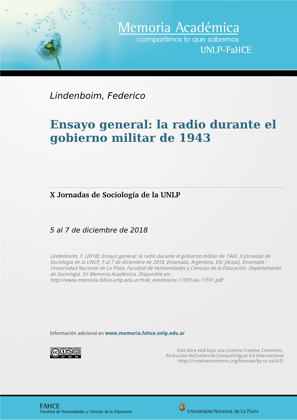 Ensayo General: La Radio Durante El Gobierno Militar De 1943