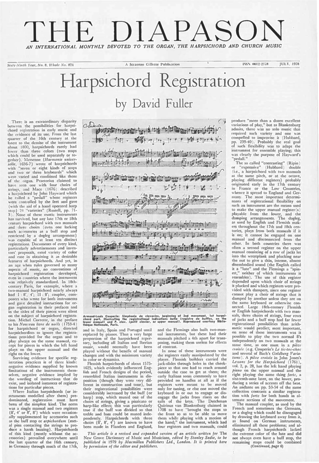 The Diapason an International Monthly Devoted to the Organ, the Harpsichord and Church Music