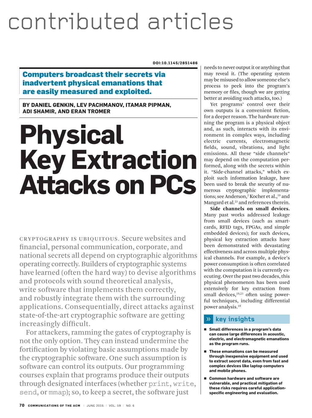Physical Key Extraction Attacks On