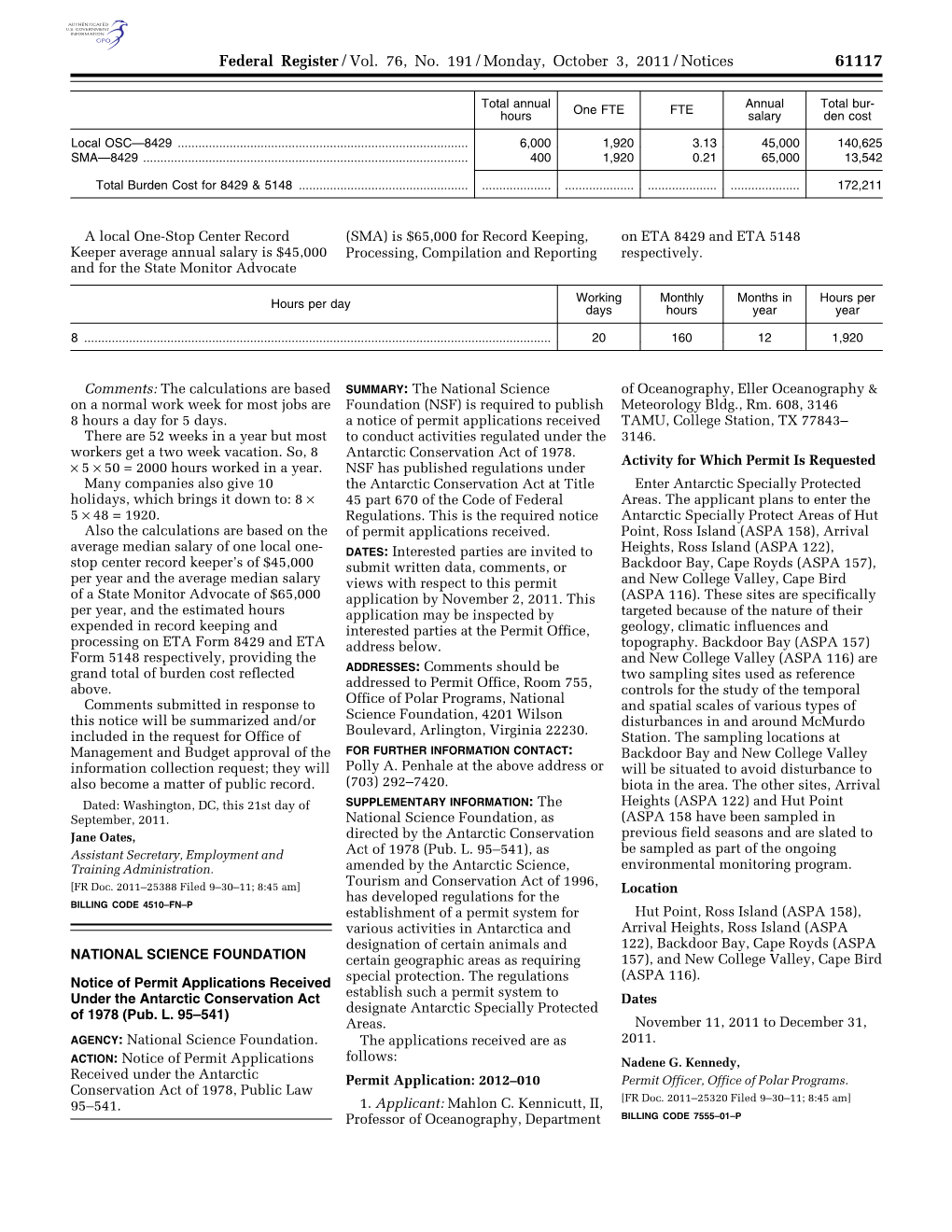 Notice of Permit Applications Received Under the Antarctic Conservation Act of 1978