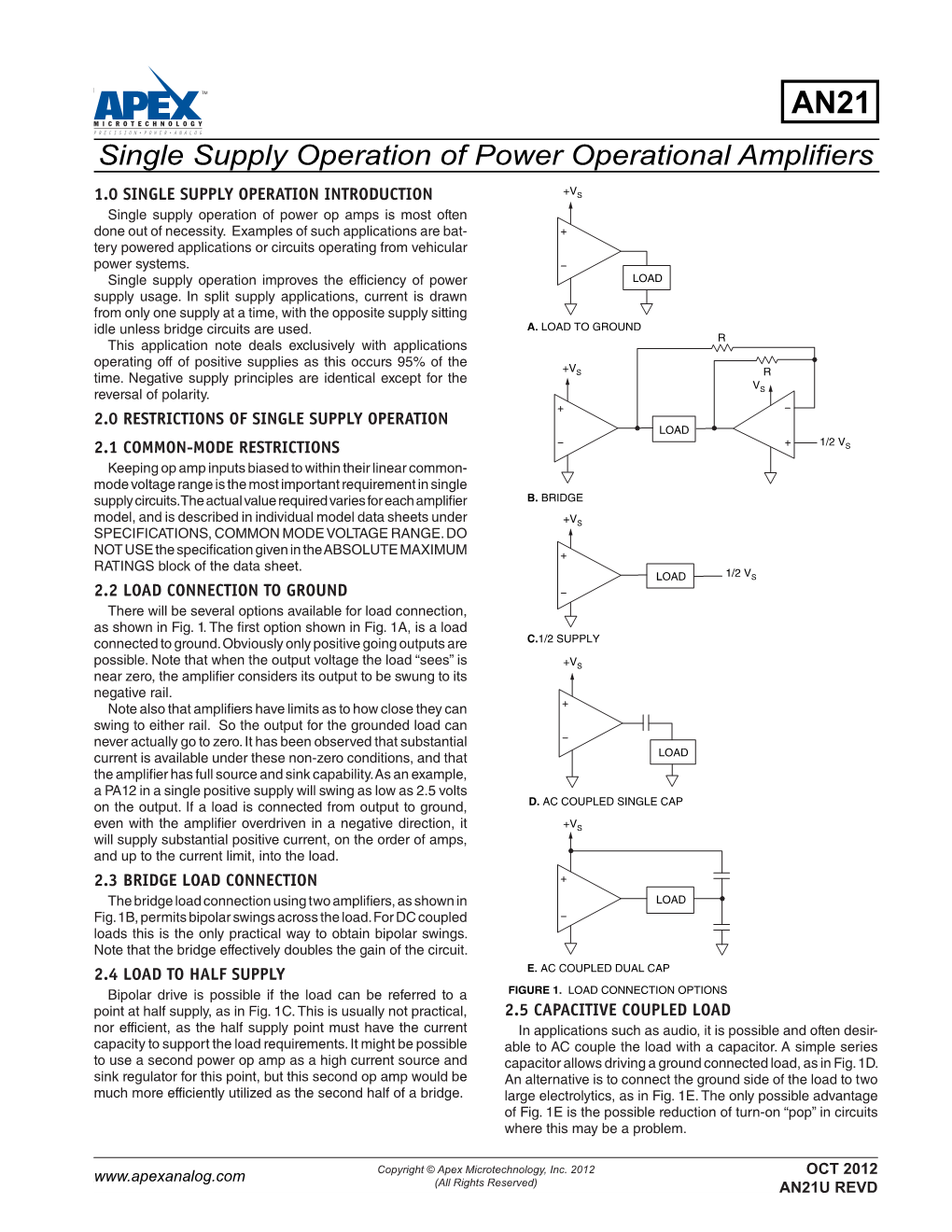 AN21 Single Supply Operation of Power Amplifiers