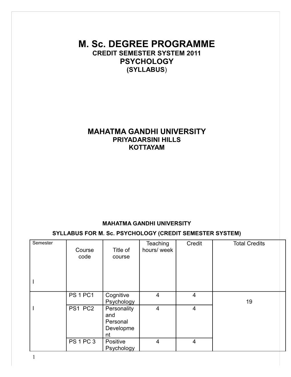 MSC Psychology MG University Syllabus.Pdf