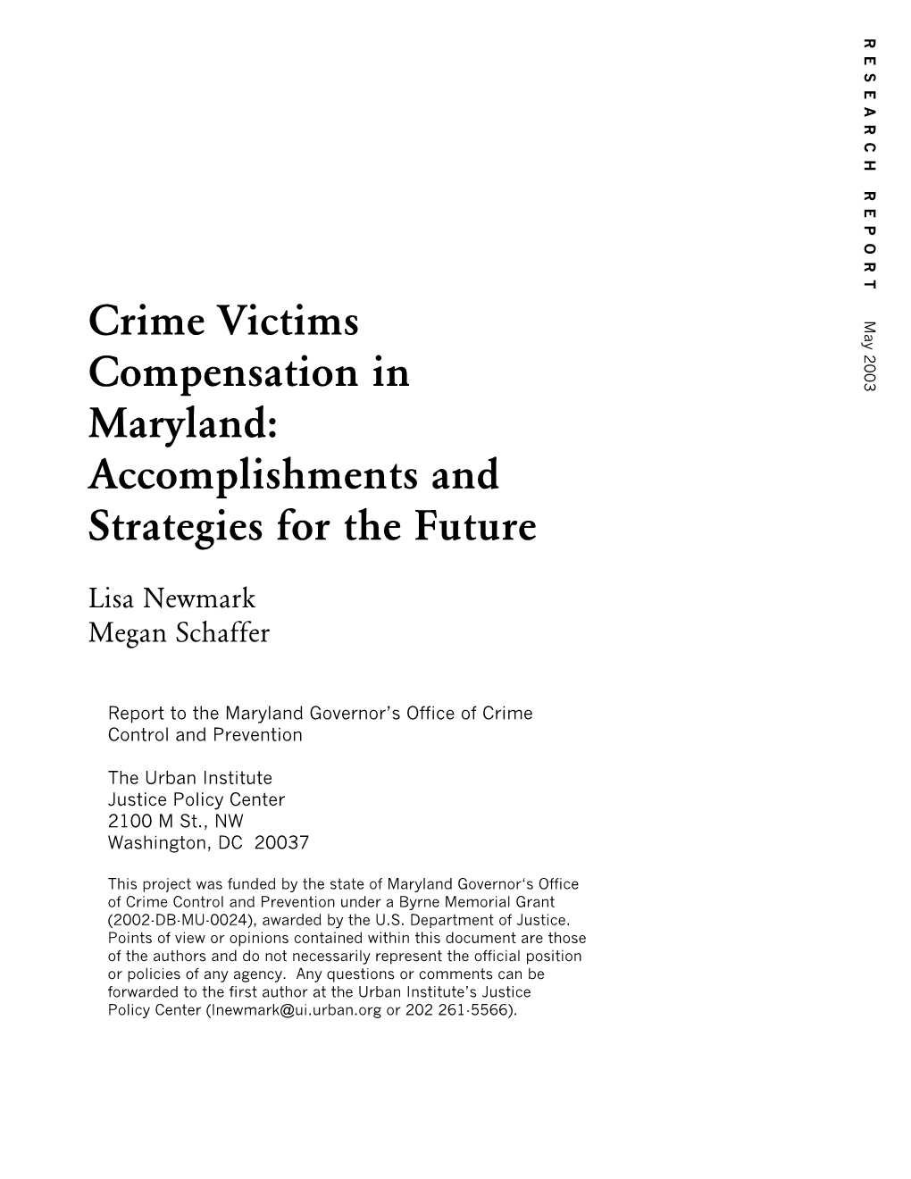 Crime Victims Compensation in Maryland