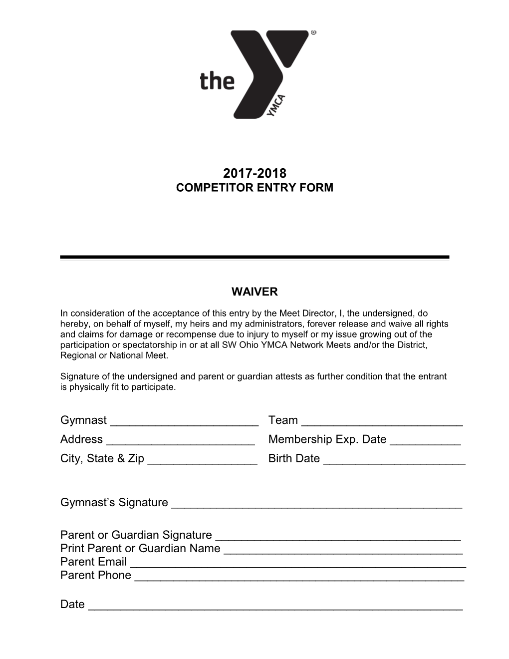 Competitor Entry Form