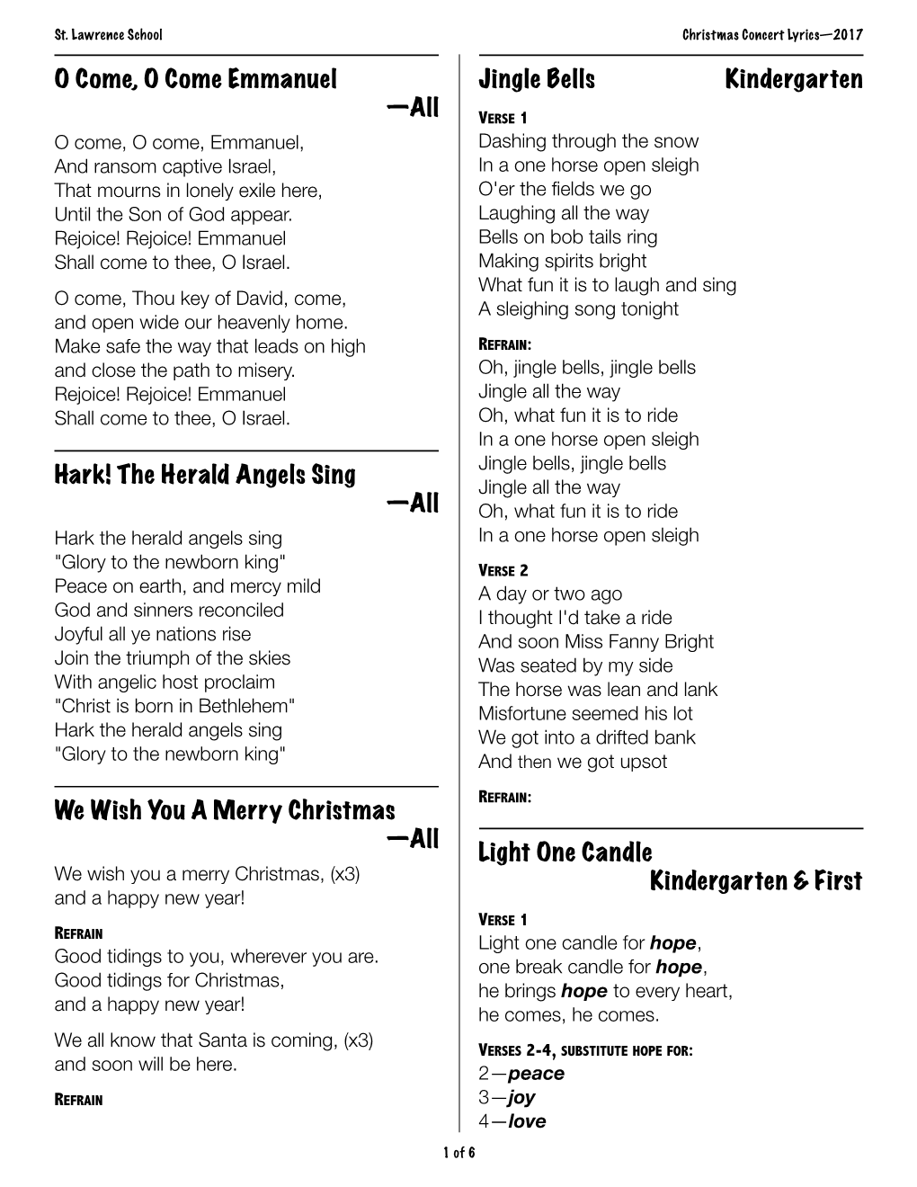 2017 Xmas Lyrics