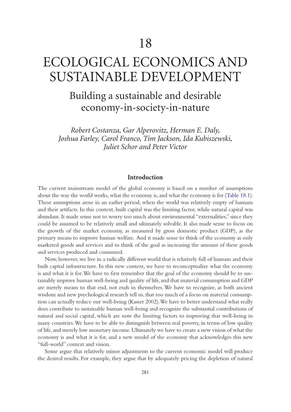 ECOLOGICAL ECONOMICS and SUSTAINABLE DEVELOPMENT Building a Sustainable and Desirable Economy-In-Society-In-Nature