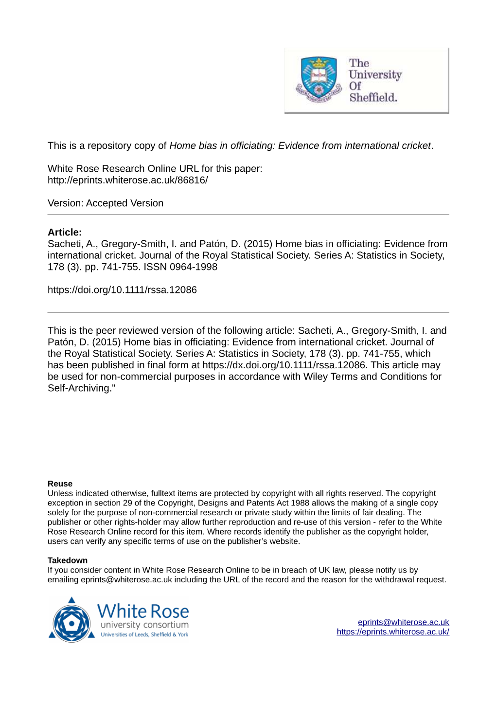 Home Bias in Officiating: Evidence from International Cricket