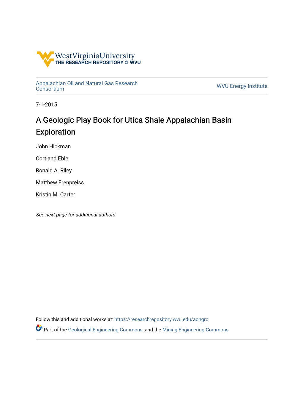 A Geologic Play Book for Utica Shale Appalachian Basin Exploration