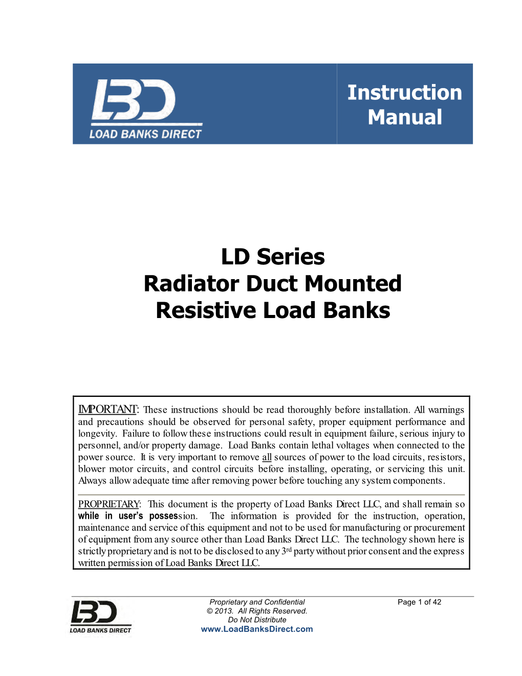 LD Series Radiator Duct Mounted Resistive Load Banks