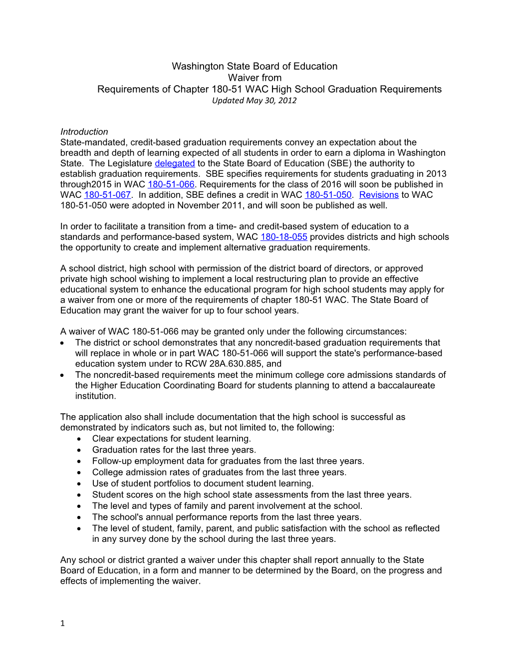 HS Graduation Requirements Waiver Document