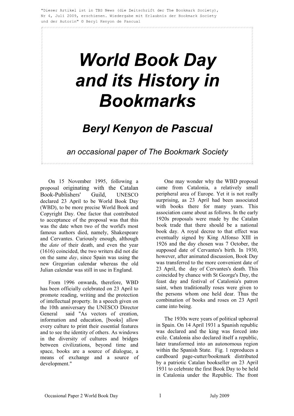 World Book Day and Its History in Bookmarks