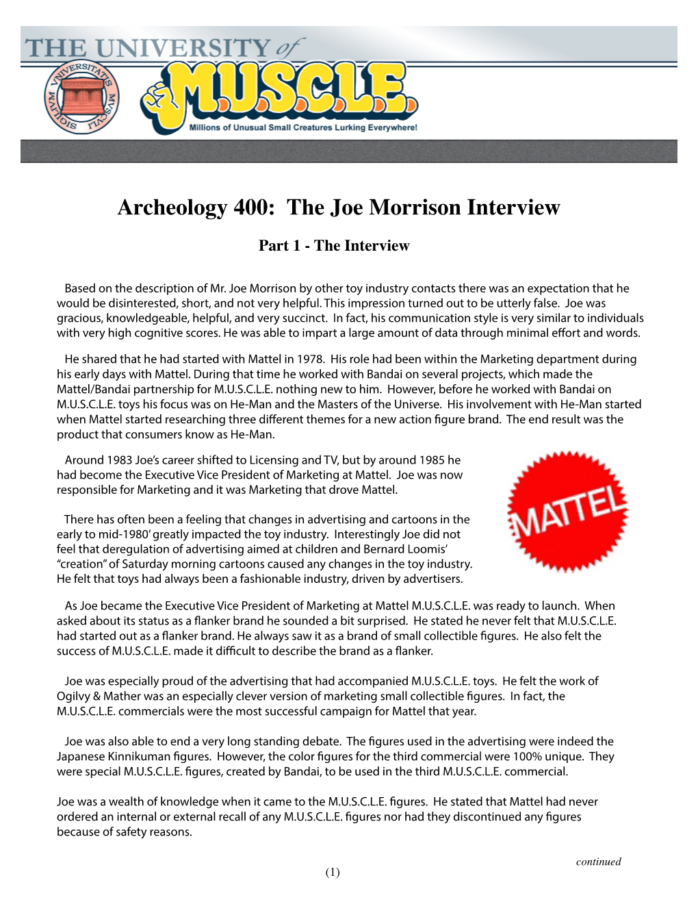 Archeology 400: the Joe Morrison Interview