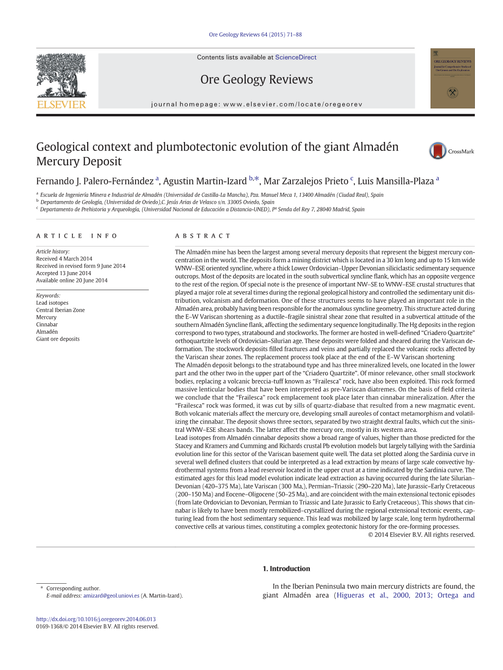 Geological Context and Plumbotectonic Evolution of the Giant Almadén Mercury Deposit