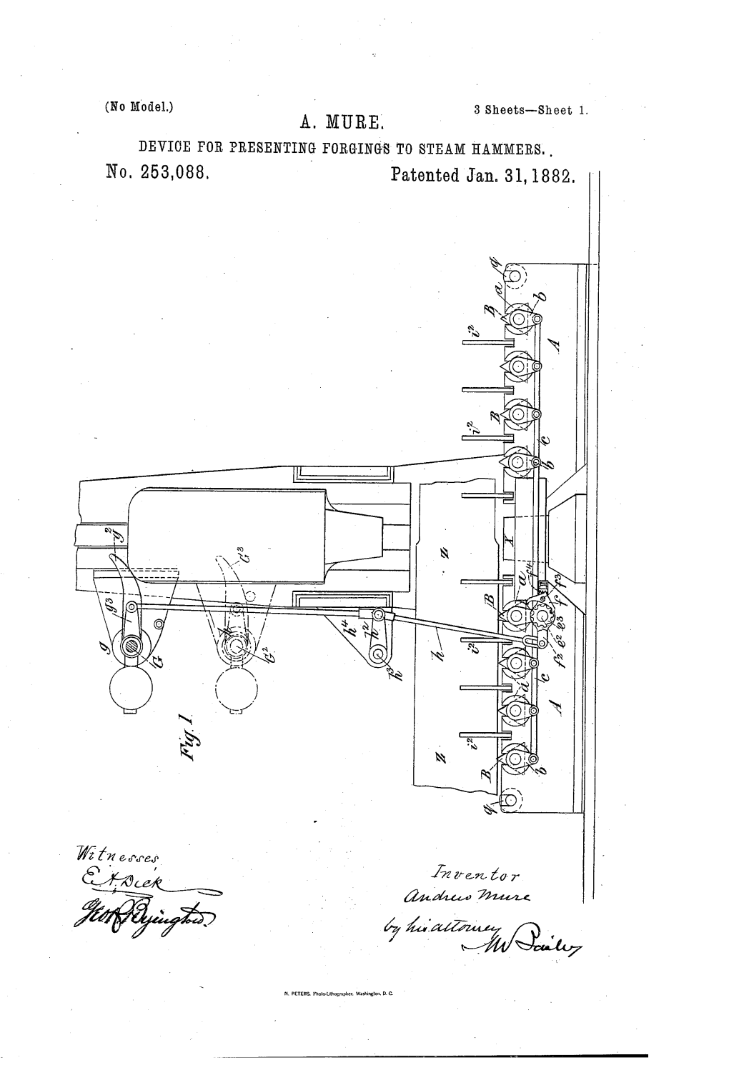 DEVICE for PRESENTING FORGINGS to STEAM HAMMERS, No