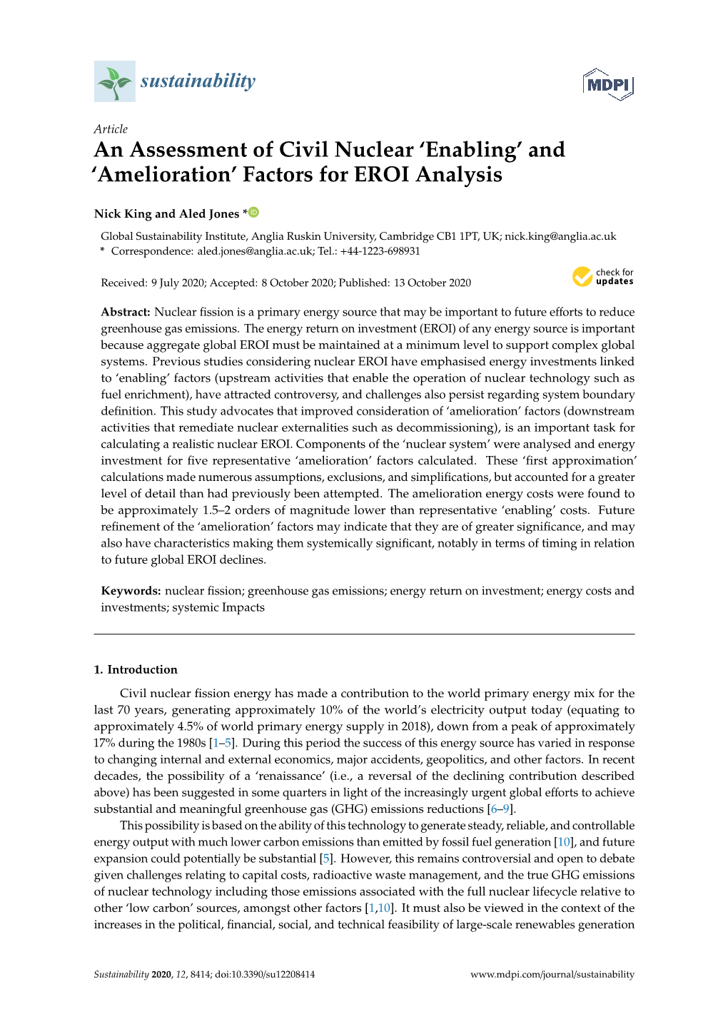 An Assessment of Civil Nuclear 'Enabling' and 'Amelioration'