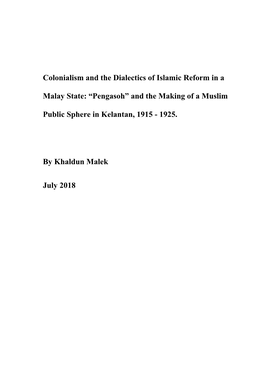 Colonialism and the Dialectics of Islamic Reform in A