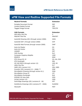 Epm View and Redline Supported File Formats