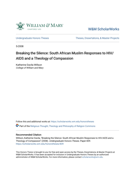 South African Muslim Responses to HIV/AIDS and a Theology of Compassion" (2008)