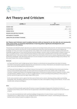 Art Theory and Criticism